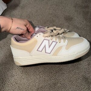 New Balance Cream and Tan Athletic Shoes
